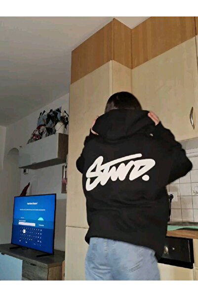 CLASSY.MODA Unisex 3 Thread O Oversized K Hooded Kangaroo Pocket Stwd Lettering Back B Printed Sweatshirt