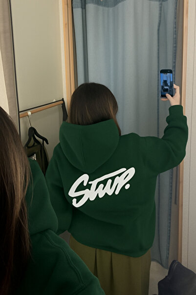 CLASSY.MODA Unisex 3 Thread O Oversized K Hooded Kangaroo Pocket Stwd Lettering Back B Printed Sweatshirt