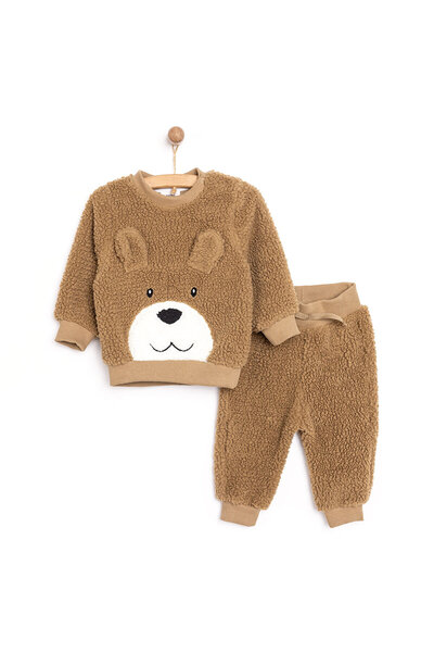 Midimod Yenidoğan Erkek Bebek Sweatshirt-Patiksiz Alt 2li Takım Kadife Bisikl...