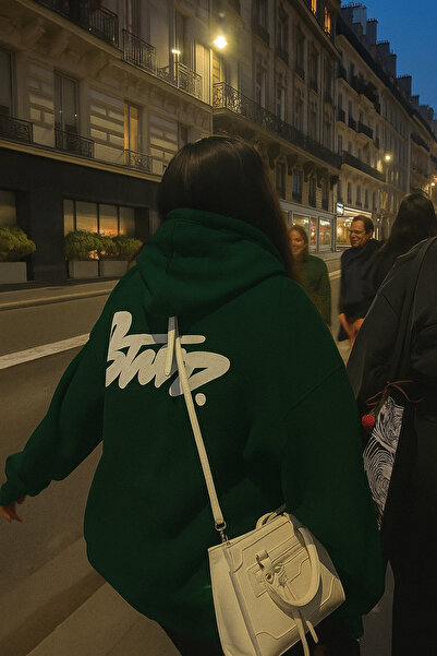 CLASSY.MODA Unisex 3 Thread O Oversized K Hooded Kangaroo Pocket Stwd Lettering Back B Printed Sweatshirt