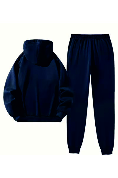 HOFFNUNG Casual Hooded Top and Sweatpants Set - Solid Colorstrgrl Usa Full Zip