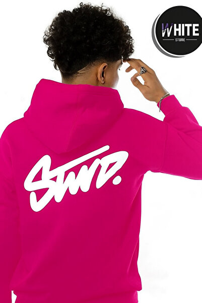 CLASSY.MODA Unisex Oversized 3 Thread K Hooded Sweatshirt Stwd Lettering B Printed Comfortable Casual Style Hoodie