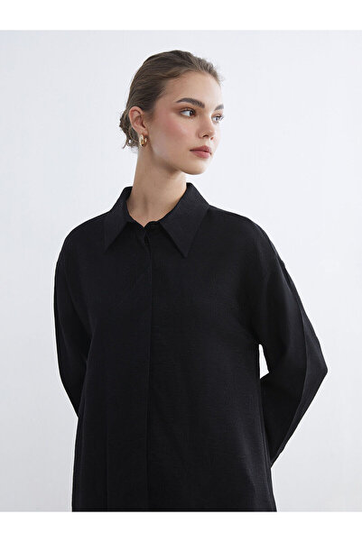 LC Waikiki Γυναικείο πουκάμισο τουνίκ με αυτοσχεδιασμό LCW ModestBlack