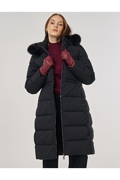 Kayra Hotfix Printed Anorak Coat Black