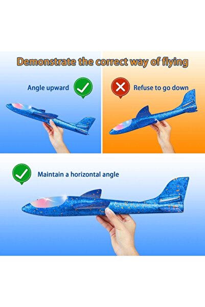 URBAN BUYERS 2 Pack LED Light Airplane 17.5" Large Throwing Foam Glider Plane (2 Flight Modes)