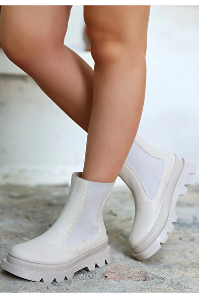 ZENGEZUR MALL Sptrns Bluen Beige Leather Boots (55138) (Size: 39)