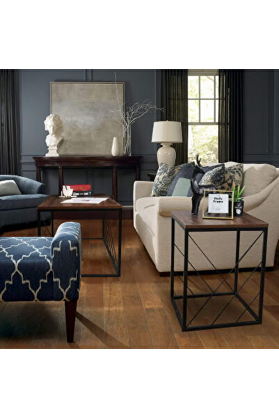 Generic INDIAN DECOR 45424 Industrial End Table with Metal Frame - Walnut