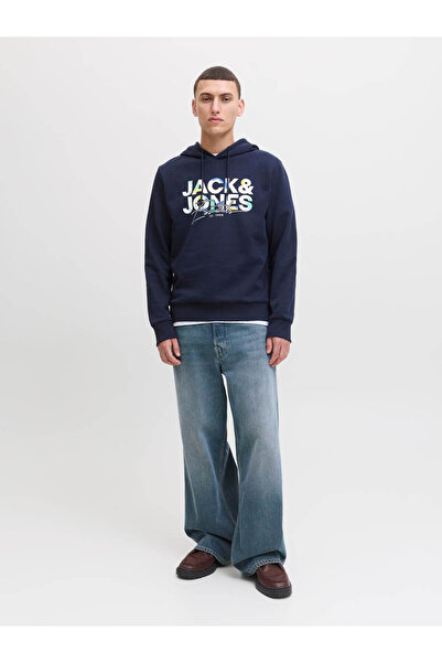 Jack & Jones Ανδρικό φούτερ με κουκούλα με στάμπα με λογότυπο - Geplas