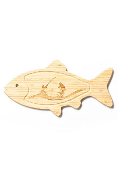 Gadget Master Bamboo Fish-Shaped Cutting Board with Fisherman Engraving