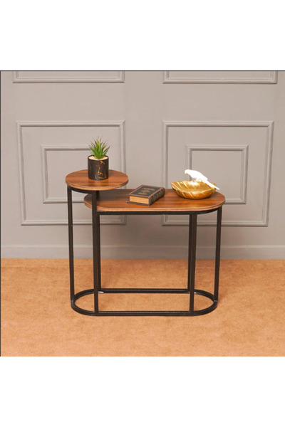 Generic Round coffee tables nested with a metal frame