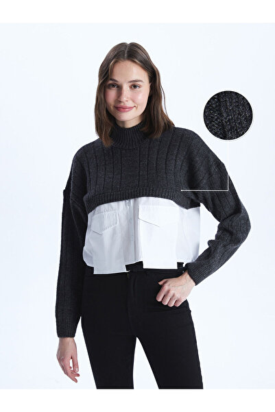 LC Waikiki Anthracite Half Turtleneck Women's Knitwear Sweater