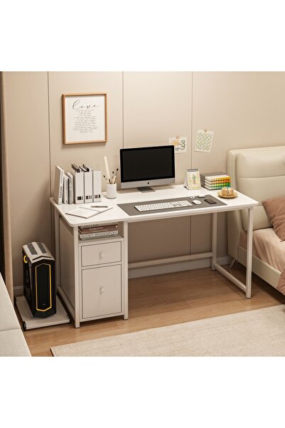 Venpara Computer Desk with Drawer & CPU Stand - Sturdy Office Desk with Steel Frame and High-Quality MDF Top
