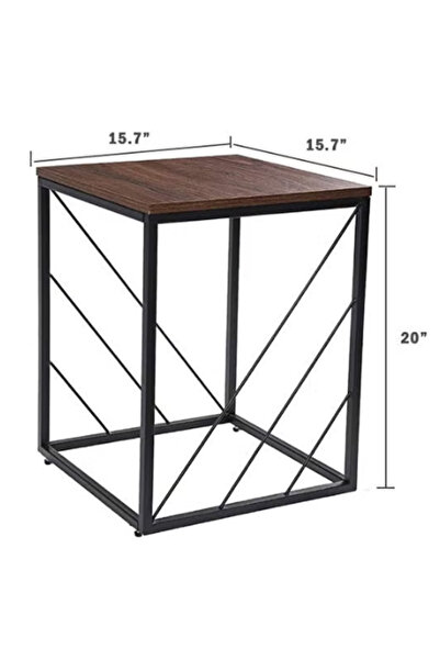 Generic INDIAN DECOR 45424 Industrial End Table with Metal Frame - Walnut