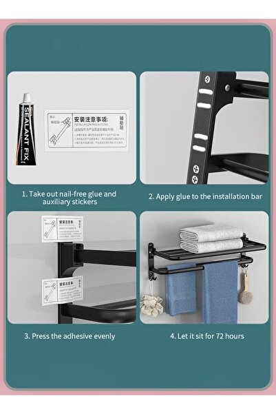 Generic Towel Rack 40CM Towel Shelf Foldable Towel Holder Towel Storage Organizer with Towel Bar