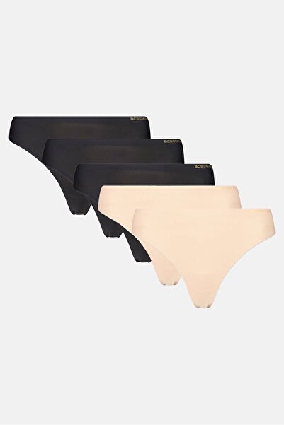 BCBGMAXAZRIA Women 5 Pieces Brand Logo Thong, Multicolor