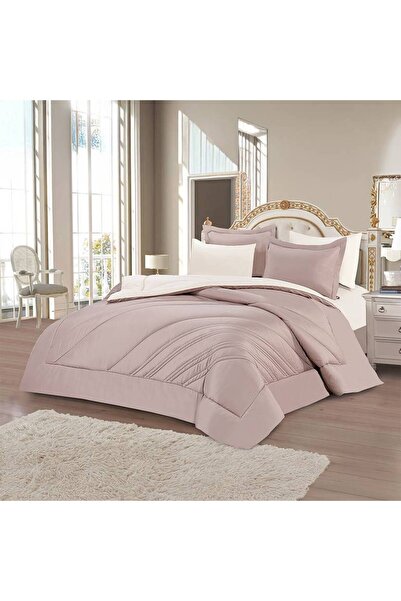 Meven Set Beauty ForHome Plain Summer Comforter Set Coffee 6 Pieces 220×240 cm