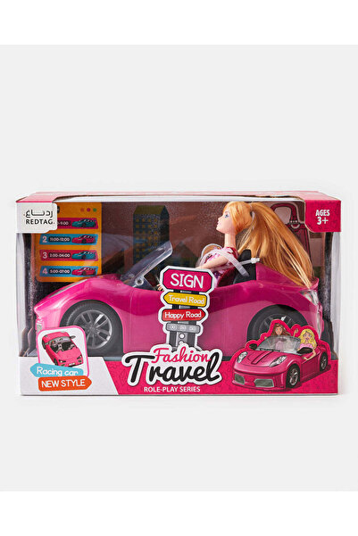 REDTAG دمية سفر أنيقة باللون الوردي مع سيارة