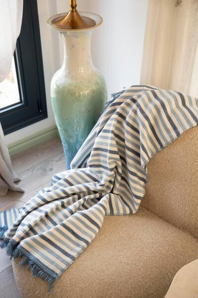 Menderes Home Cotton Collection Tv Blanket Indigo