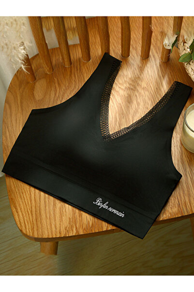 FridayIn Sweet V-neck Solid color Lace Bras