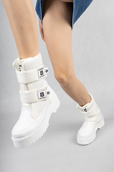 Cream Miah White Patent Leather Snow Boots