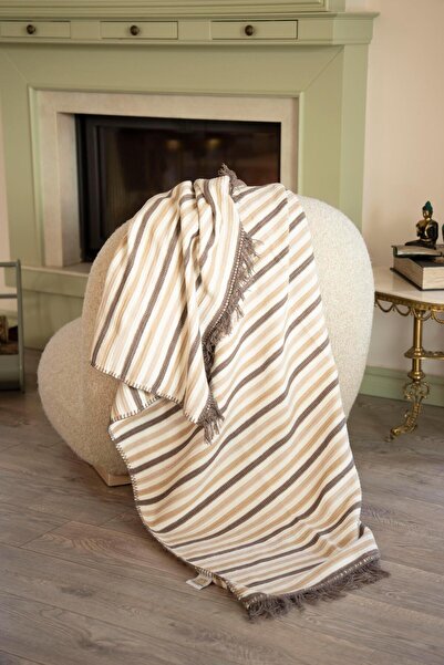 Menderes Home Cotton Collection Tv Blanket Beige