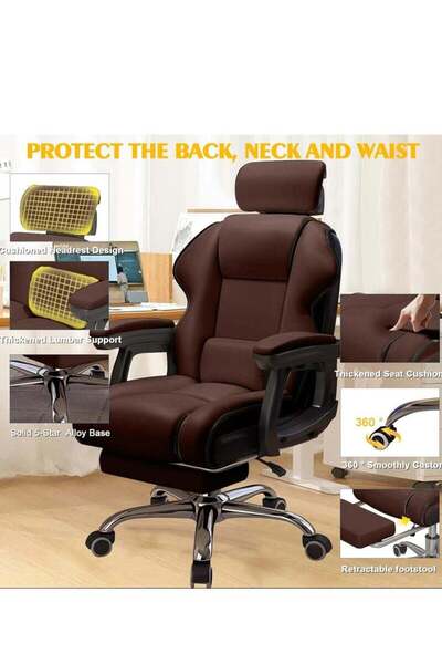 Yelajoy Executive Office Chair, Reclining with Footrest Ergonomic Computer Chair with Lumbar Support