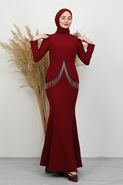 GİYZAMİLA Imge Crepe Dress Burgundy