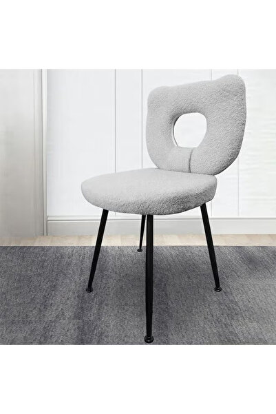 KEKE كرسي قماشي عصري مع مسند ظهر منحني وأرجل معدنية