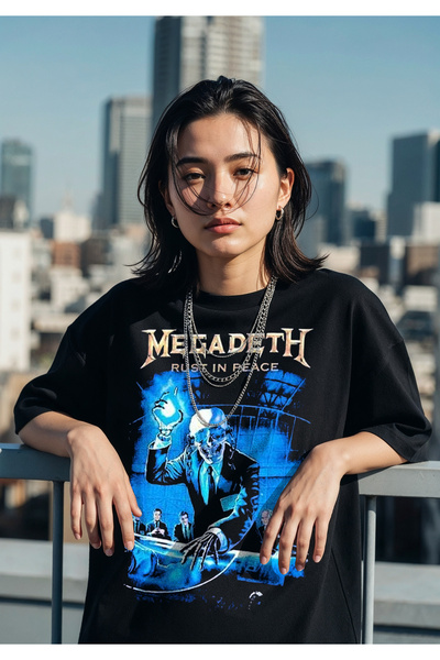 Freak Tshirt Black Color Megadeth Printed Unisex Oversized Cut T-Shirt