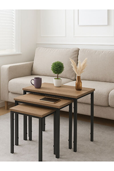 BEC59 Modern 3-piece serving and nesting table set - multiple sizes for decoration and hospitality