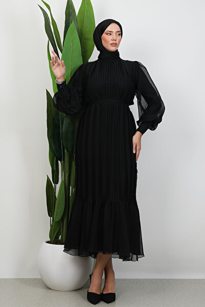 Lamia Giyim Piliseli Janjan Abiye Siyah