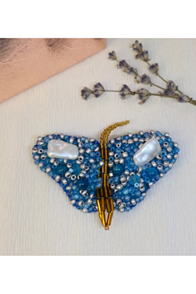 Handmade Broșă – Blue Butterfly