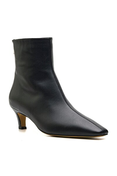 Sofia Baldi Fracy Black Genuine Leather Women's Heel Boots