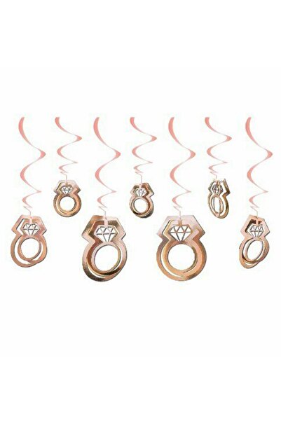 Patladı Gitti 11 Adet 3D Yüzük Tasarımlı Tavan Sarkıt Süs Rose Gold Bride To ...
