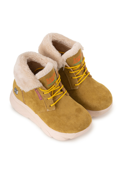 sandal spor Women's Suede Fur Short Sports Boots Ss001-0478 Black