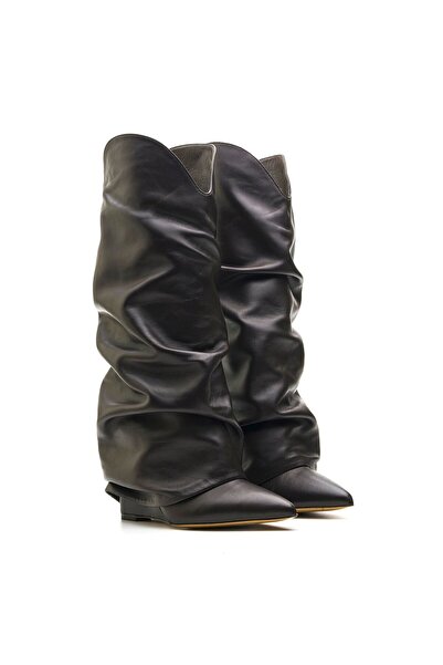 Sofia Baldi Vansy coffee genuine leather women's heel boot