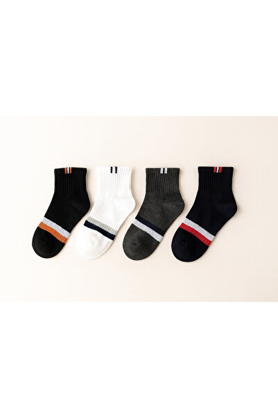 hefox 4 Pairs of Boys' Striped Patterned Toe Stitch-Free Socks
