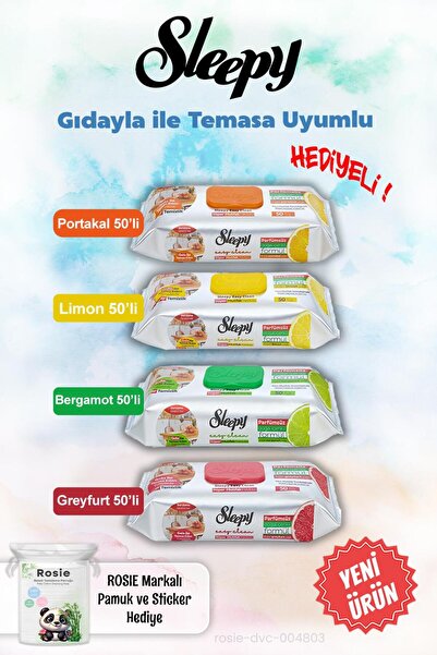 Sleepy مجموعة من 4 مناشف مطبخ مناسبة للتعامل مع الطعام وروزي