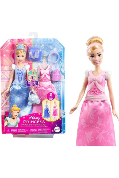 mattel دمية سندريلا الأنيقة من ديزني برينسيس، دمية سرد القصص 2 في 1