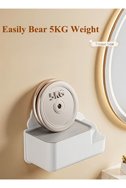 Generic Toilet Paper Holder with Shelf Wall-Mounted Paper Box Punch-Free Tissue Box Paper Roll Storage Rack