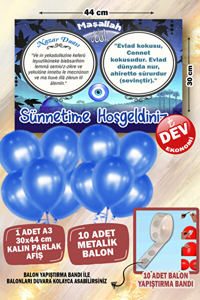 karanca parti süs Sünnet Süsleme Seti Konsepti Afiş ve 10 Adet Metalik Balon