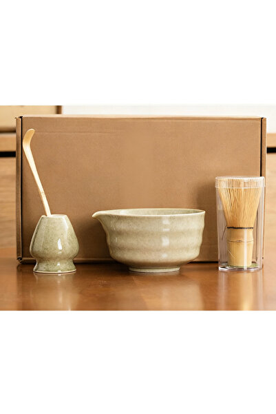 EHOME Matcha Whisk Set, 4pcs Japanese Tea Set, , Traditional Scoop, Matcha Bowl, Ceramic Whisk Holder