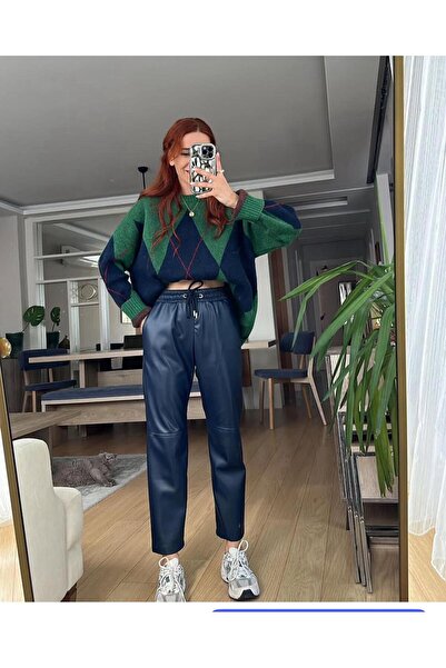 MADAME MELEK Штани з капюшоном і кишенями Штани зі штучної шкіри Довжина до щиколотки