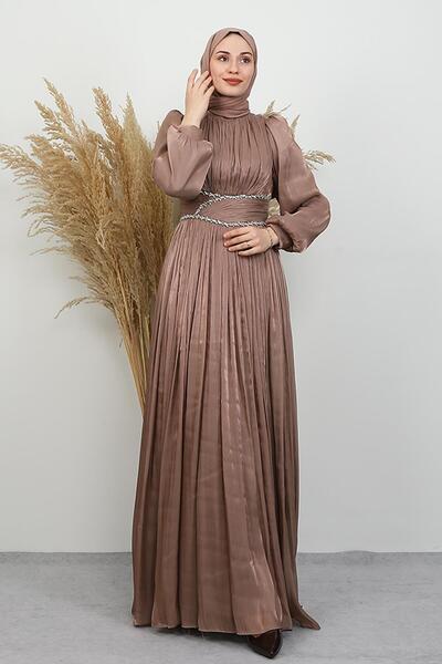 GİYZAMİLA Narin Yoryo Evening Dress Light Brown