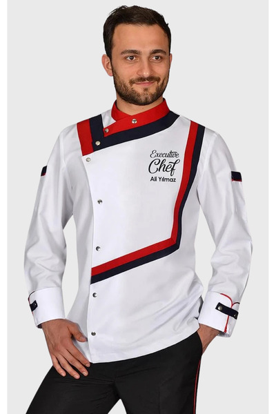 Üniformanya Jachetă de bucătar cu cadou cu nume Jachetă de bucătar Uniformă d...