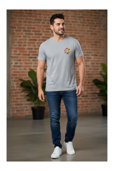 QUOS Ανδρικό μπλουζάκι με λαιμόκοψη με τύπωμα