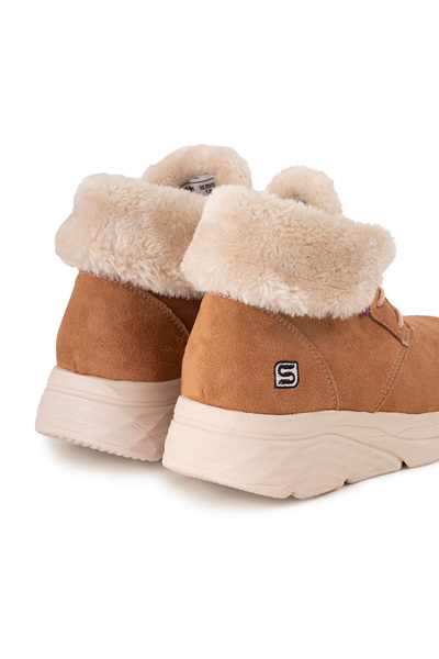 sandal spor Women's Suede Fur Short Sports Boots Ss001-0478 Black