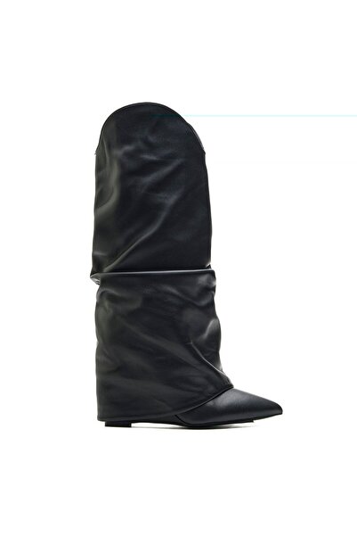 Sofia Baldi Vansy Black Genuine Leather Women's Heel Boots