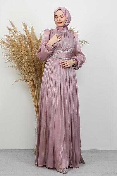 GİYZAMİLA Narin Yoryo Evening Dress Dusty Rose
