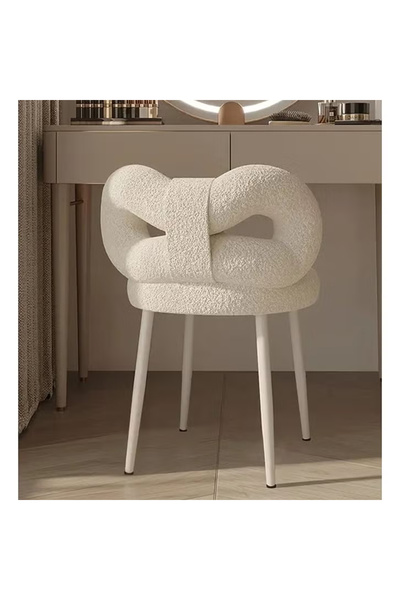 KEKE Living and Bedroom Single Bow Tie Vanity Chair Lambswool Cushion Chair
